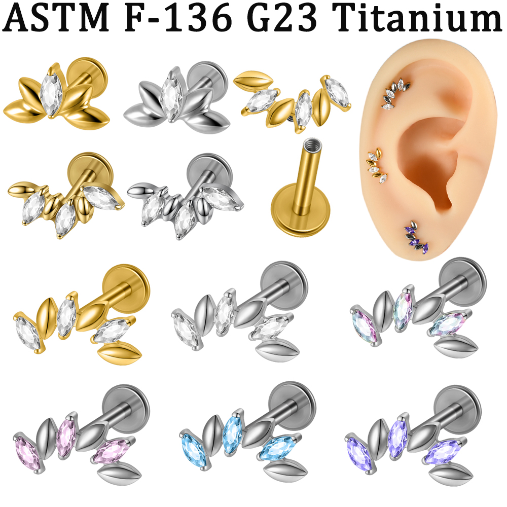 Body Jewelry Implants - 5-1 Piezas CZ 5/6 Labret Marquise