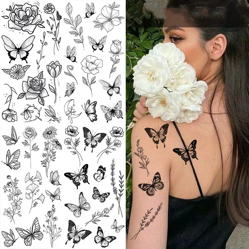 Body Jewelry Tattoo - Tatuaje falso de mariposa para mujer,