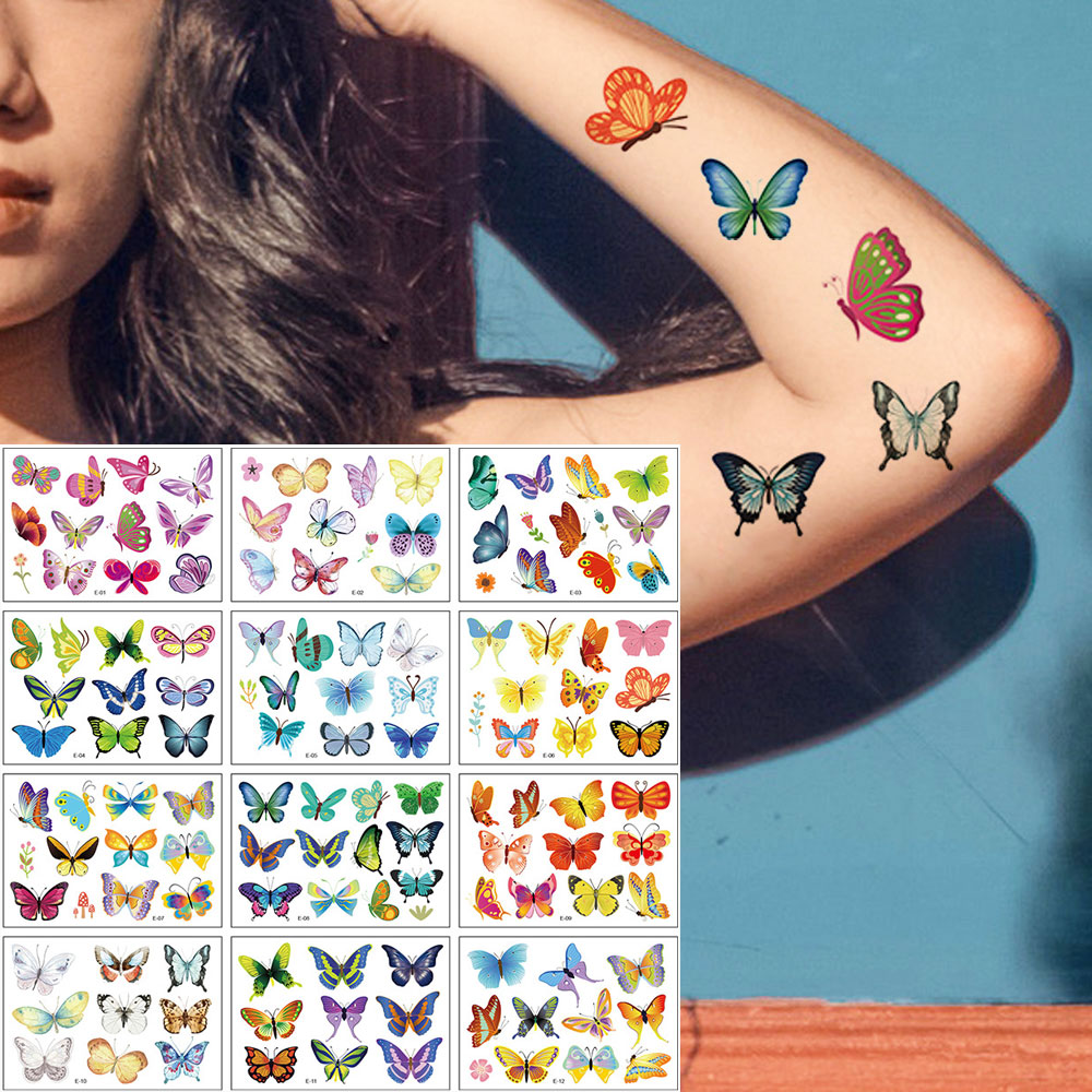 Body Jewelry Tattoo - Tatuajes temporales con patrón de mariposa