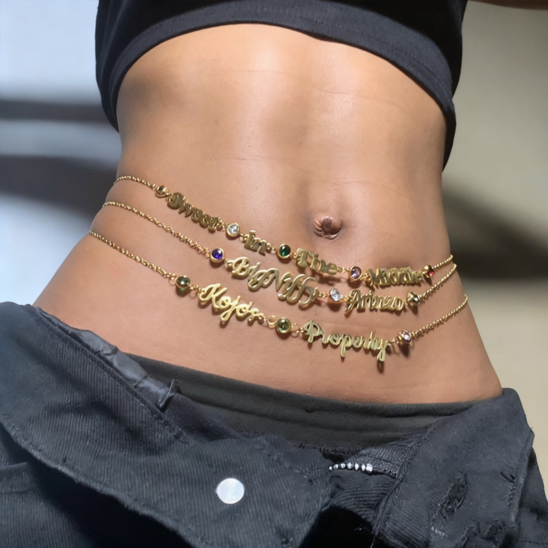 Body Jewelry Names - DUOYING-cadena para el vientre con nombre