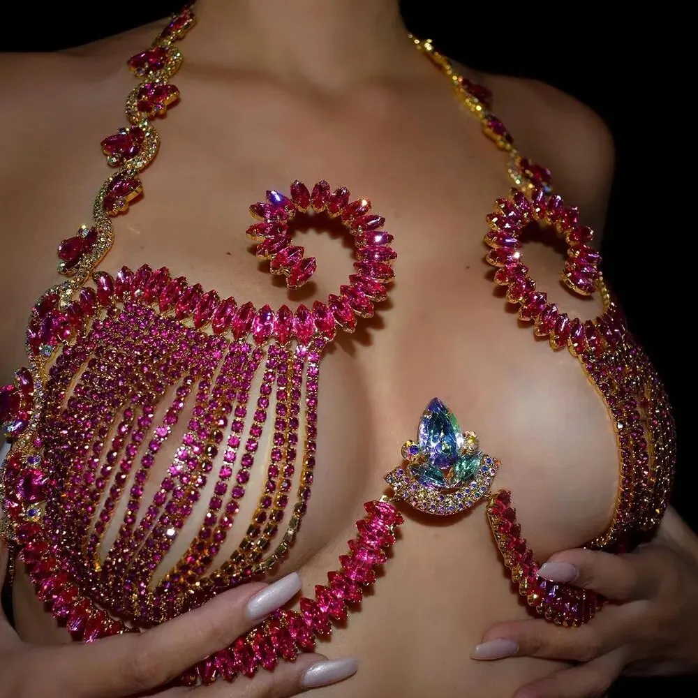 Body Jewelry Dress - Rave soporte de pecho de cristal