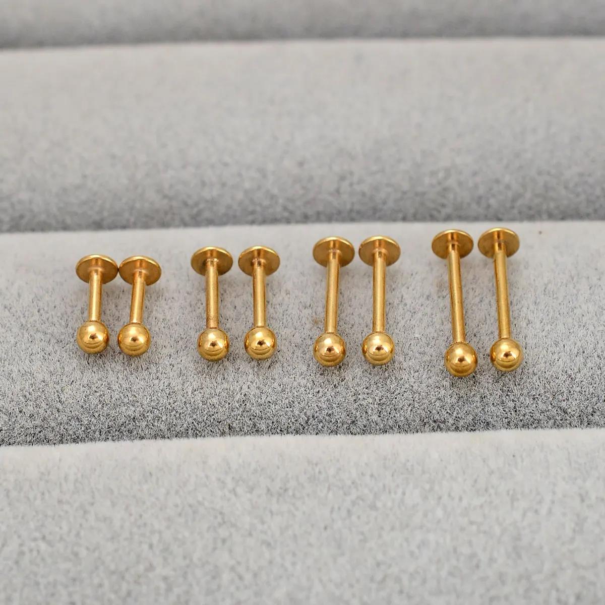 Body Jewelry Trend - 6/8/10/12mm Acero inoxidable bola dorada Labret
