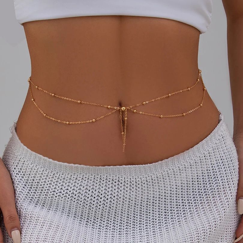 Body Jewelry Dress - KunJoe, cadena de cuentas finas multicapa