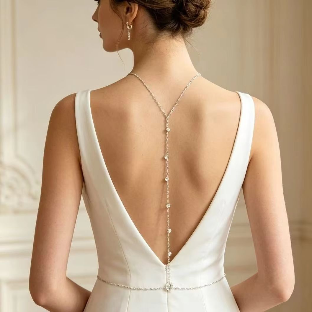 Body Jewelry Dress - Cadena de espalda con circonitas, estilo